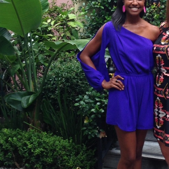 Sweet Rain purple one shoulder romper - Picture 2 of 2
